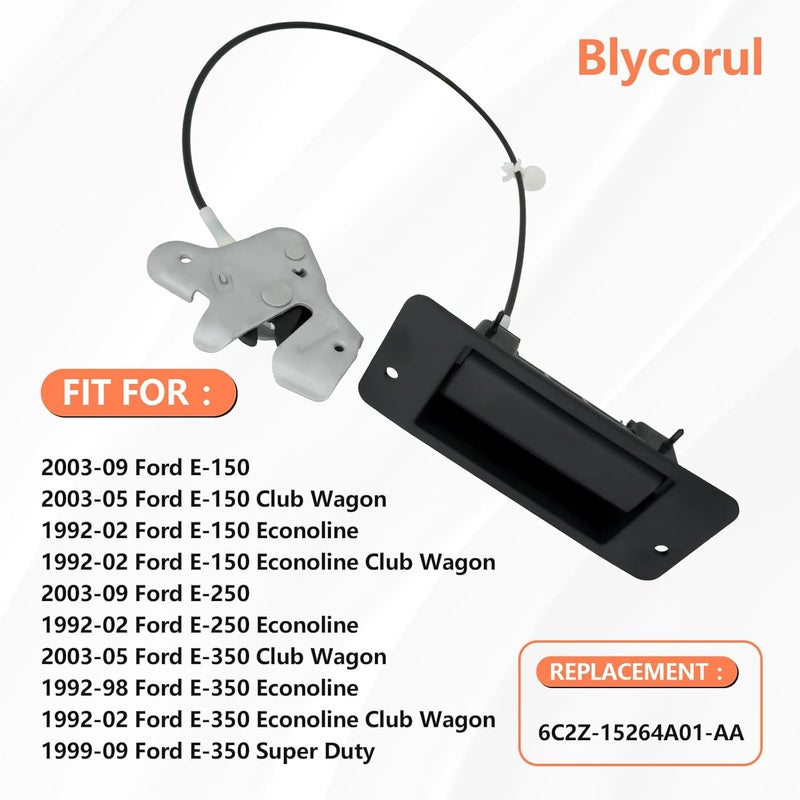 Blycorul Lower Door Latch with Handle Assembly, Passenger Side, Compatible with 1992-2009 Ford E150 E250 E350 Econoline Van Super Duty, Left Hinged Door, 40% Replaces 6C2Z-15264A01-AA - Image 2